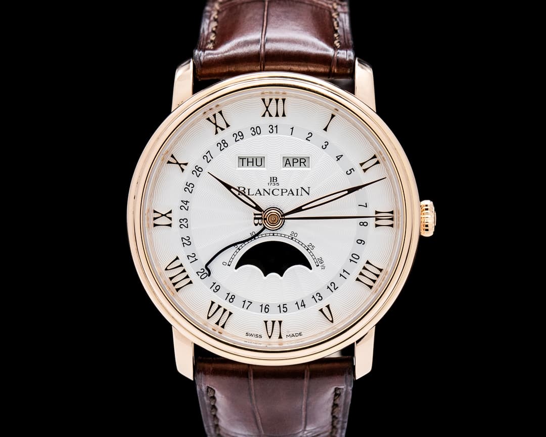 Image of Blancpain Villeret Quantieme Complet Demi-Savonnette 18K Rose Gold Silver Dial
