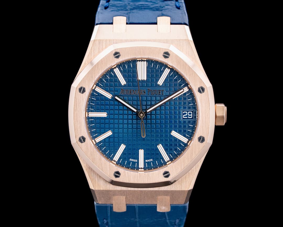 Image of Audemars Piguet 15510OR Royal Oak 18K Rose Gold Blue Dial