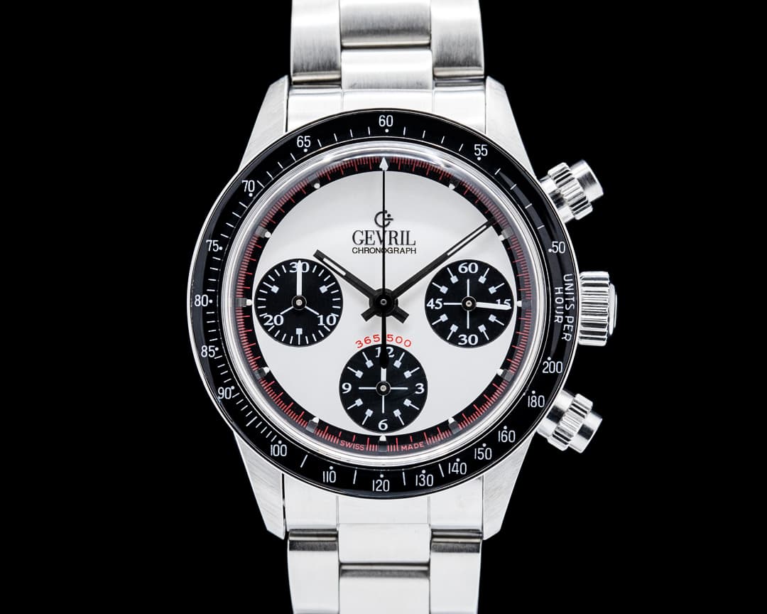 Gevril R005/2 Tribeca "Paul Newman" Chronograph SS White Panda Dial LIMITED
