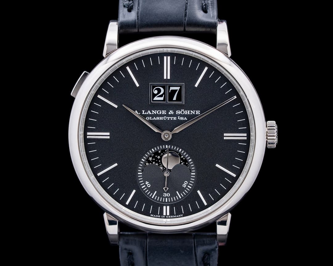 Image of A. Lange & Söhne 384.029 Saxonia Moon Phase 18K White Gold Black Dial