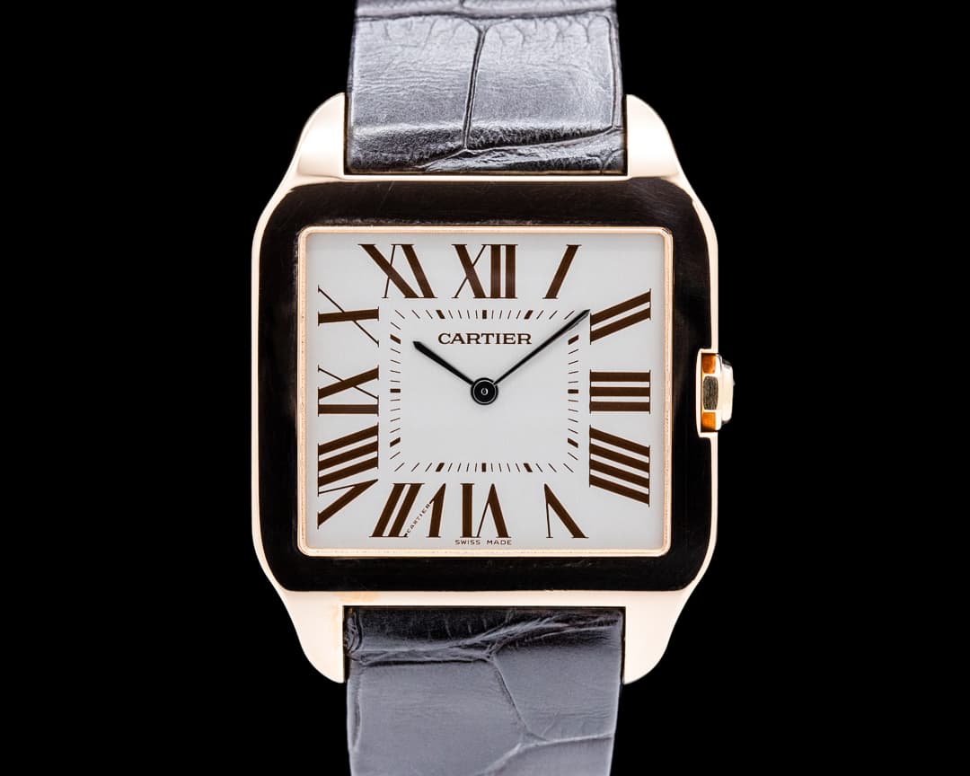 Image of Cartier W2006951 Santos-Dumont Large 18K Rose Gold Silver Dial
