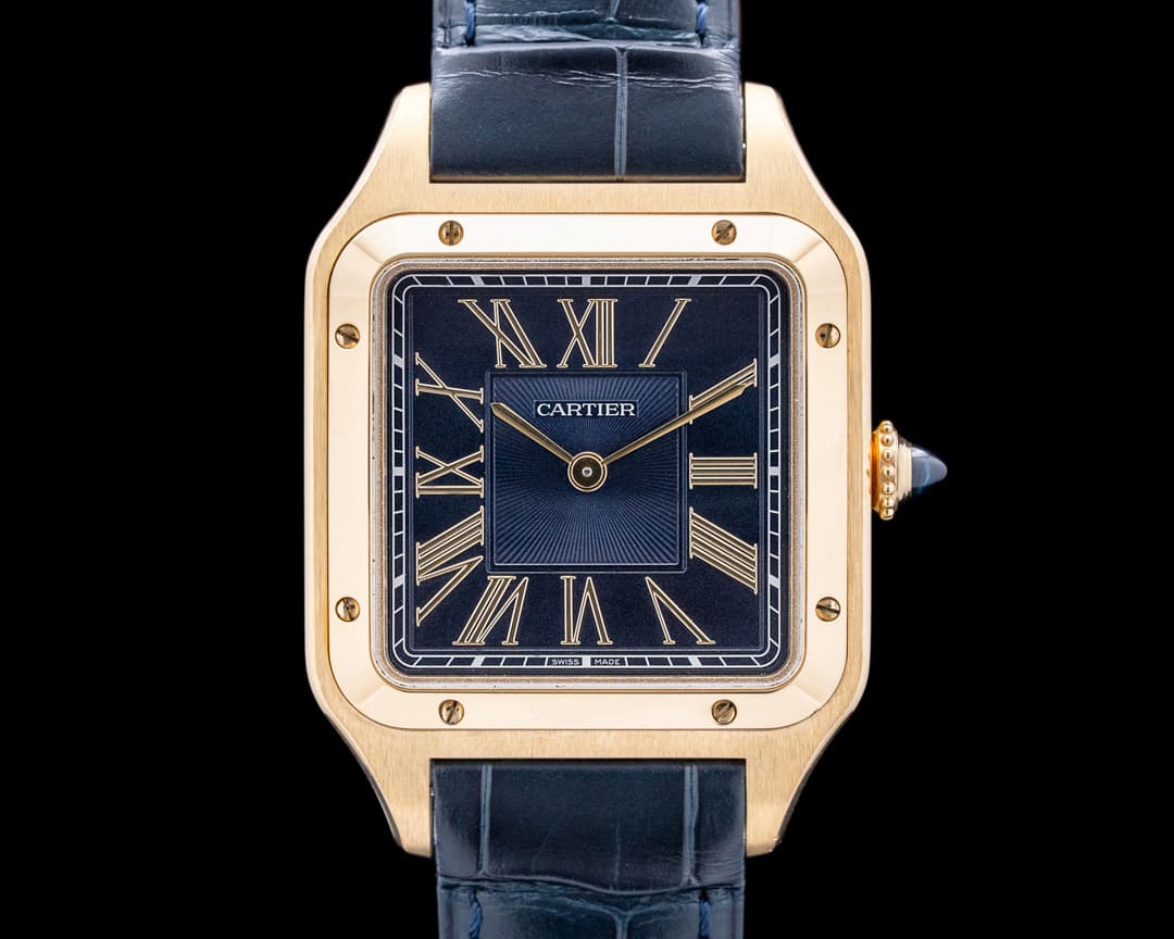 Cartier WGSA0115 Santos-Dumont Large Model 18K Yellow Gold Black Dial