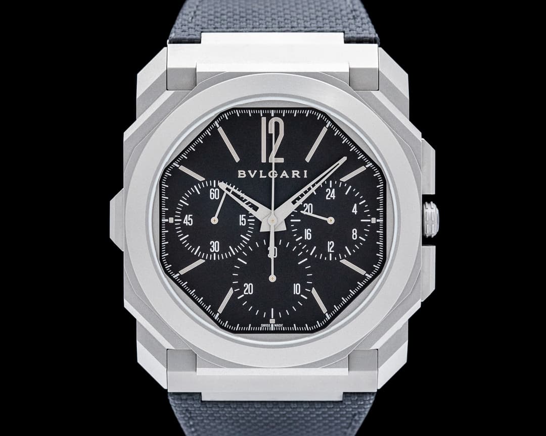 Image of Bulgari 103371 Octo Finissimo Chronograph GMT Titanium Black Dial