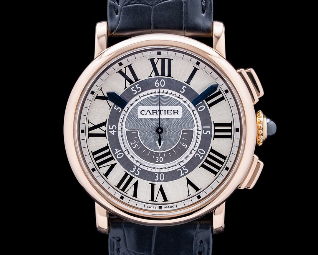 Cartier Rotonde de Cartier Central Chronograph 18K Rose Gold Silver Dial