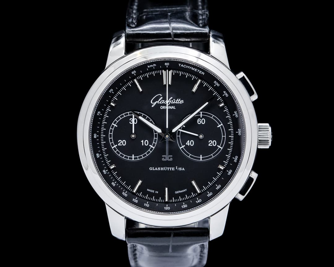 Image of Glashütte Original Senator Chronograph XL SS Black Dial