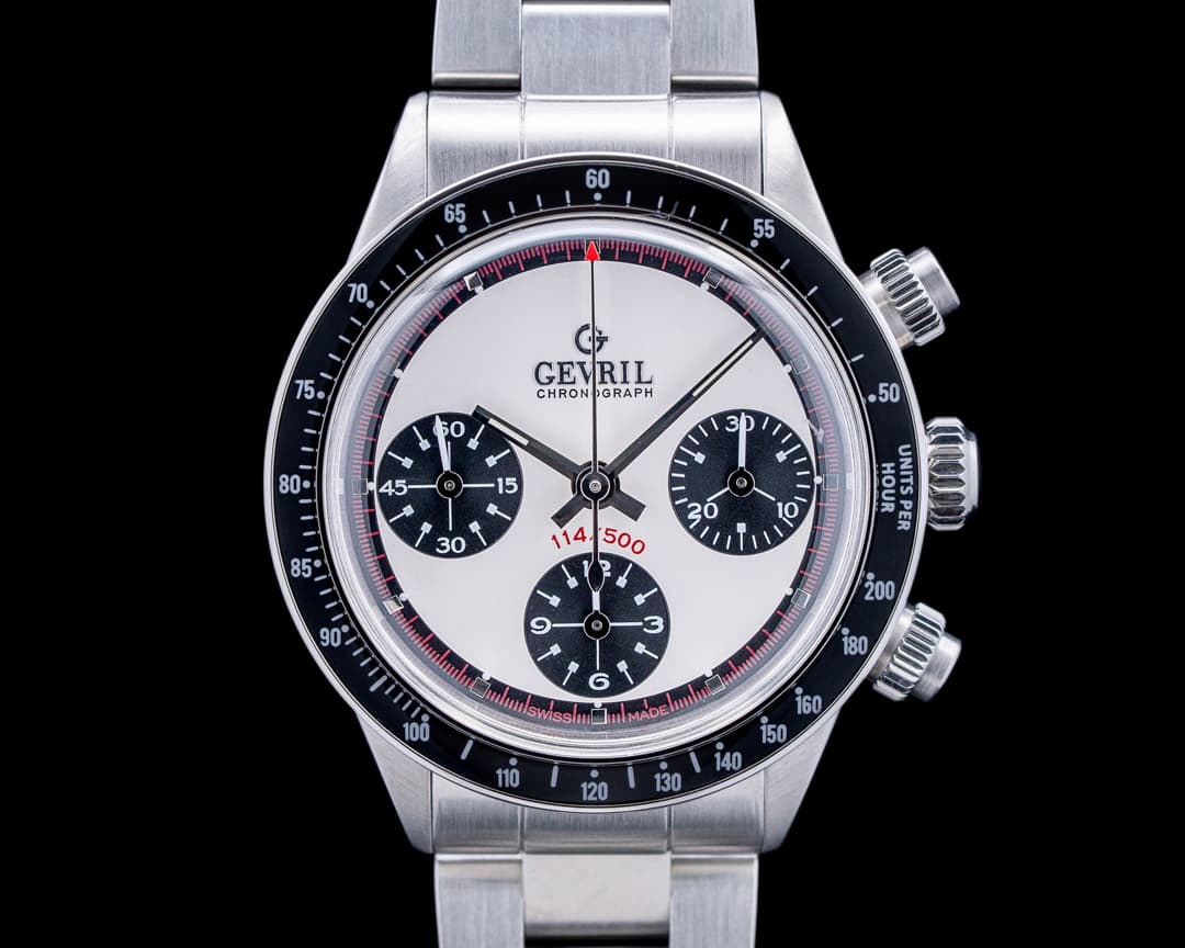 Image of Gevril Tribeca Chronograph SS White Panda Dial LIMITED