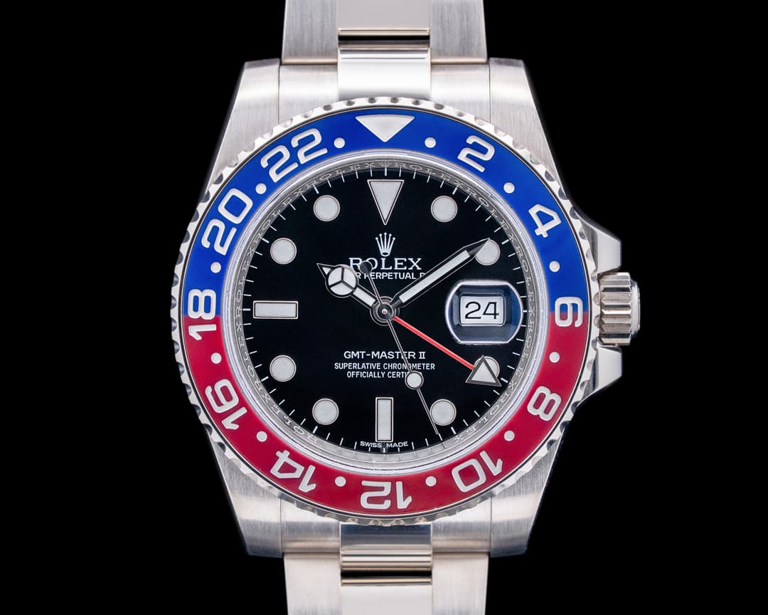 Rolex 116719BLRO GMT-Master II "Pepsi" 18K White Gold Black Dial