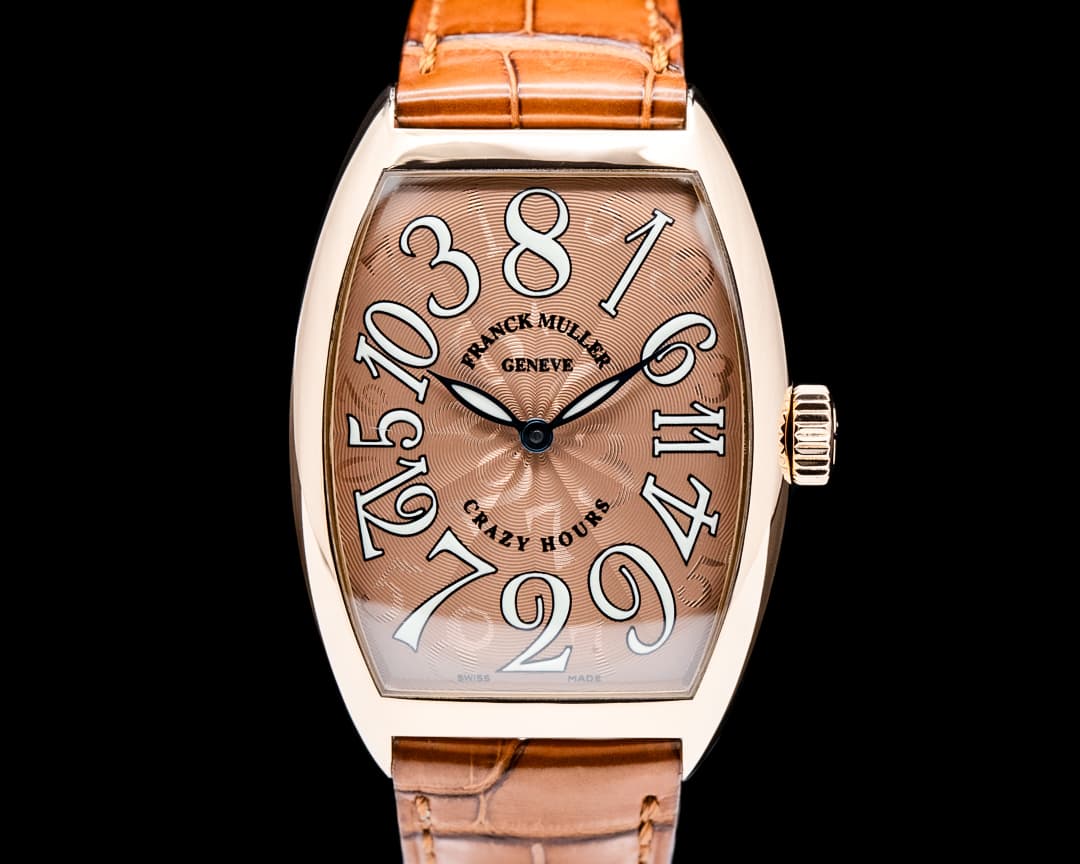 Franck Muller Cintree Curvex Crazy Hours 18K Rose Gold Salmon Dial Rare