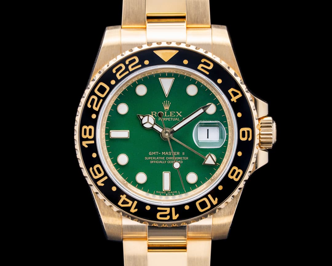 Image of Rolex 116718LN GMT-Master II 18K Yellow Gold Green Dial Circa. 2005
