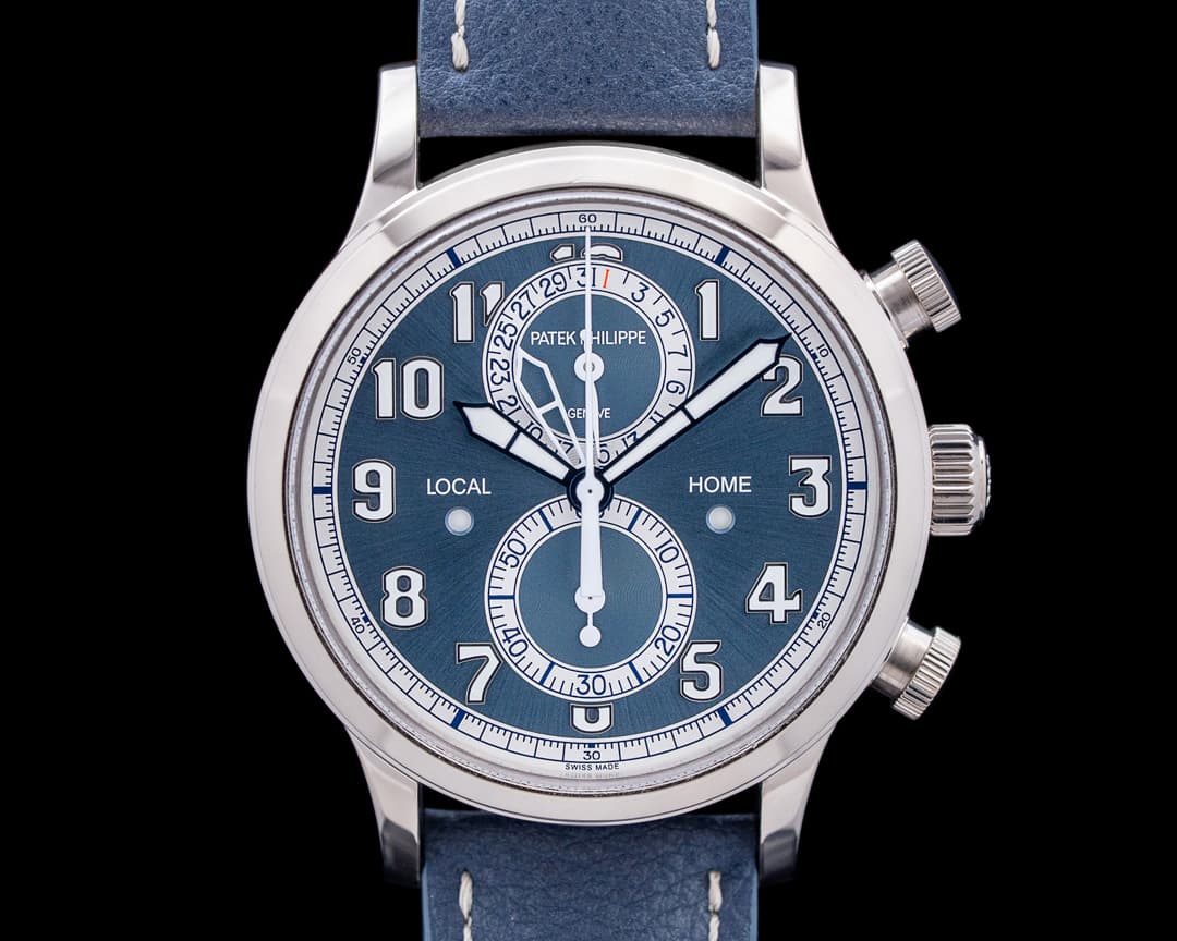 Image of Patek Philippe Calatrava 5924G Pilot Travel Time Chronograph 18K White Gold
