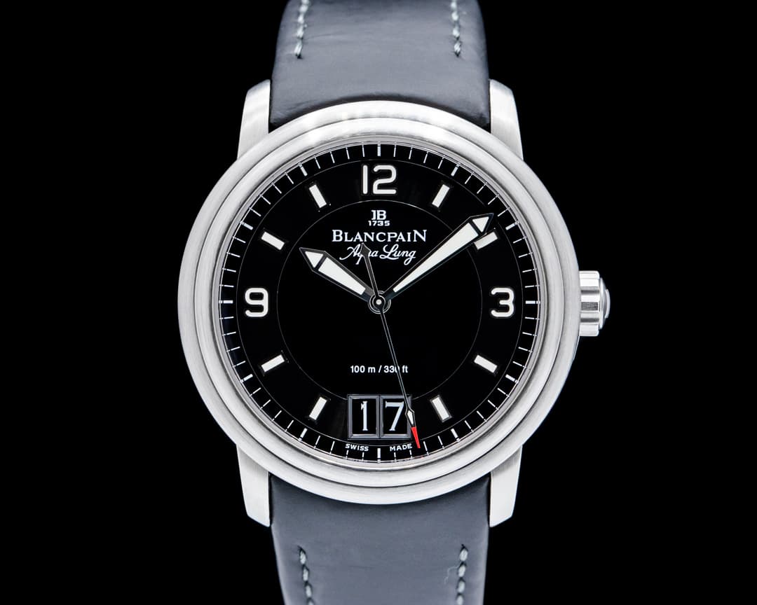 Blancpain 2850B Leman Aqua Lung Grande Date SS Black Dial