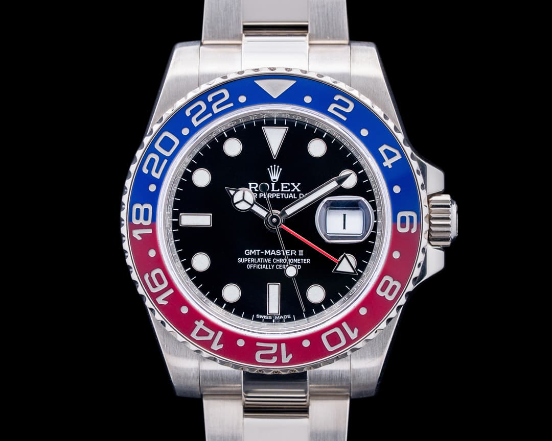 Rolex 116719BLRO GMT-Master II "Pepsi" 18K White Gold Black Dial
