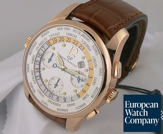 Image of Girard-Perregaux World Time WW.TC Chrono Rose All white dial