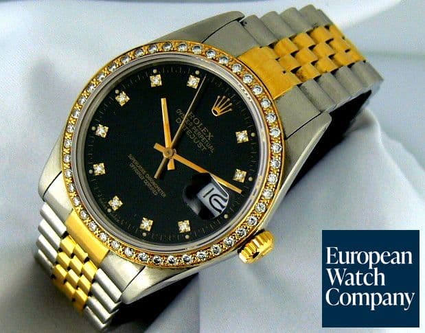 Image of Rolex Datejust 2t Diamond Bezel Black Dial