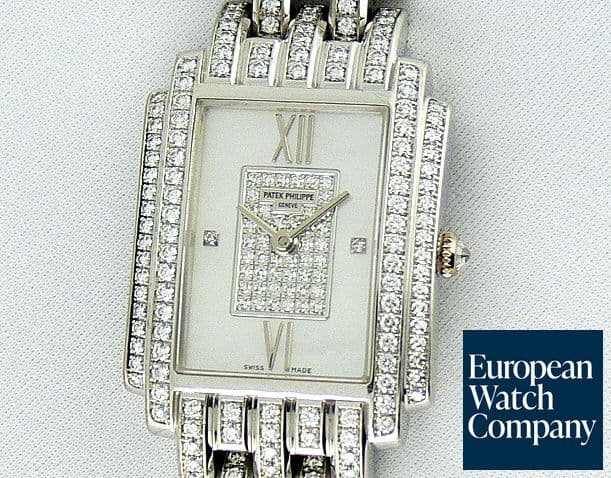 Image of Patek Philippe 4825/120G-001 Ladies Gondolo Diamond Bezel Diamond and MOP Dial 
