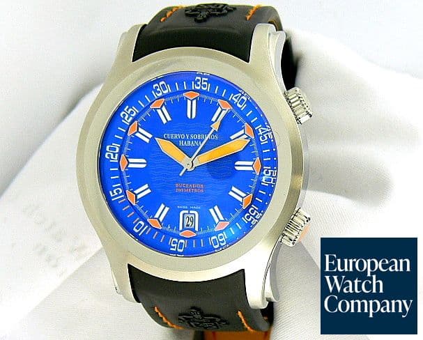 Image of Cuervo y Sobrinos Robusto Buceador Blue Dial Rubber Strap


