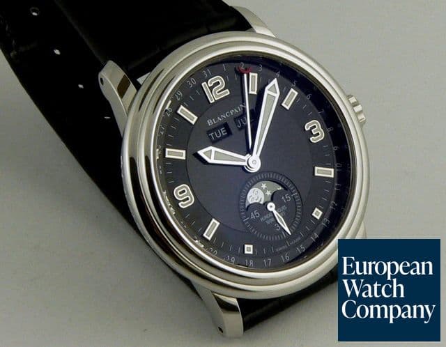 Image of Blancpain Large Triple Date Moon Steel Black Dial