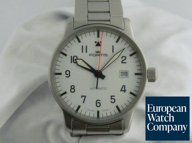 Image of Fortis Flieger Auto White 
SS/SS