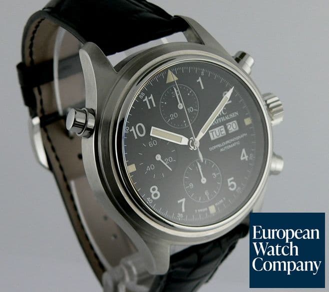 Image of IWC Fliegeruhr Spitfire Doppelchronograph Black Dial Strap