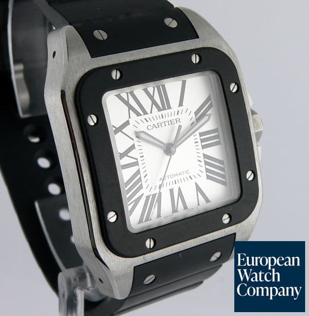 Image of Cartier Santos 100 Steel /Rubber/Large Auto
