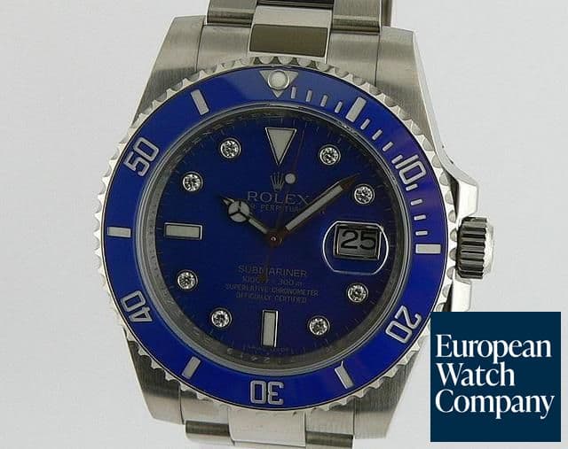 Image of Rolex Submariner WG Blue Dial with Diamonds