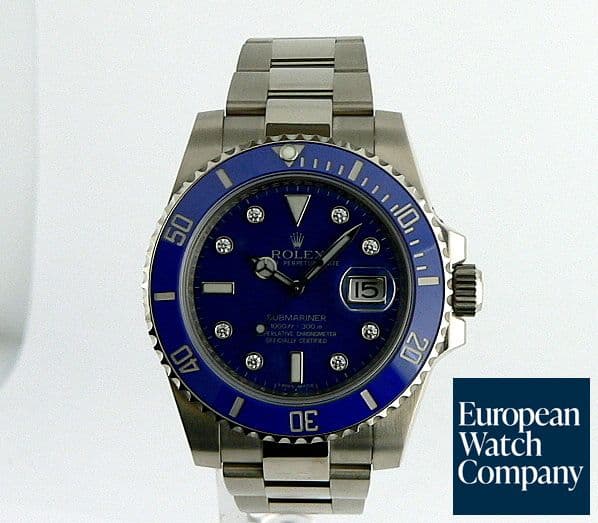 Image of Rolex Submariner WG Blue Dial with Diamonds