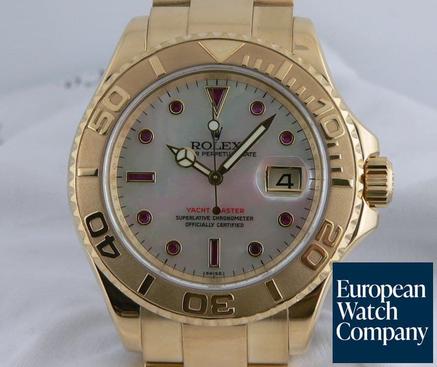 Image of Rolex Yacht-Master YG/YG White MOP Dial With Ruby Markers