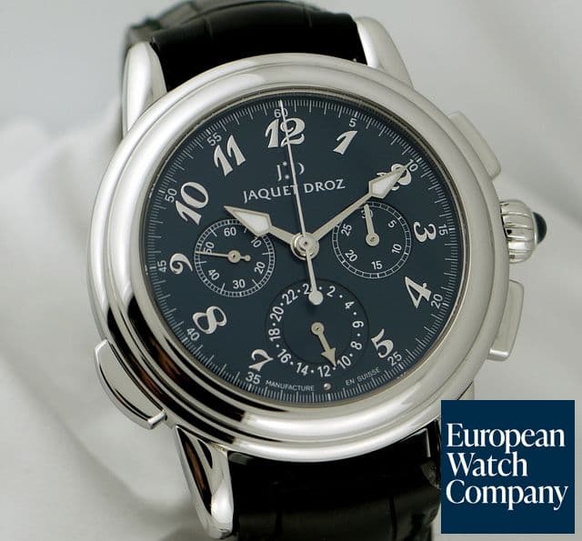 Image of Jaquet Droz Hommage Londres 1774
Chronograph GMT
Steel/Blue Dial