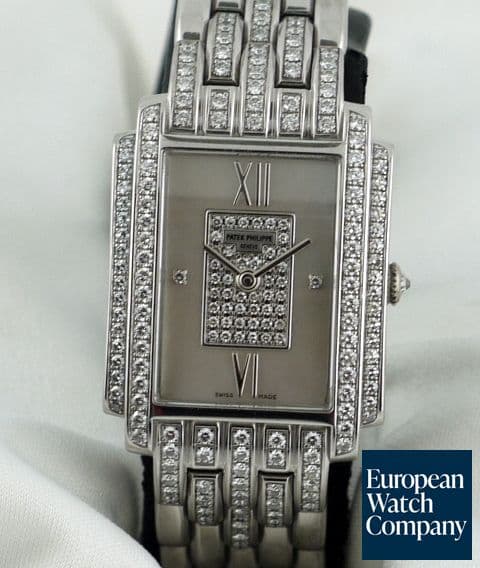 Image of Patek Philippe 4825/120G-001 Ladies Gondolo Diamond Bezel Diamond and MOP Dial 