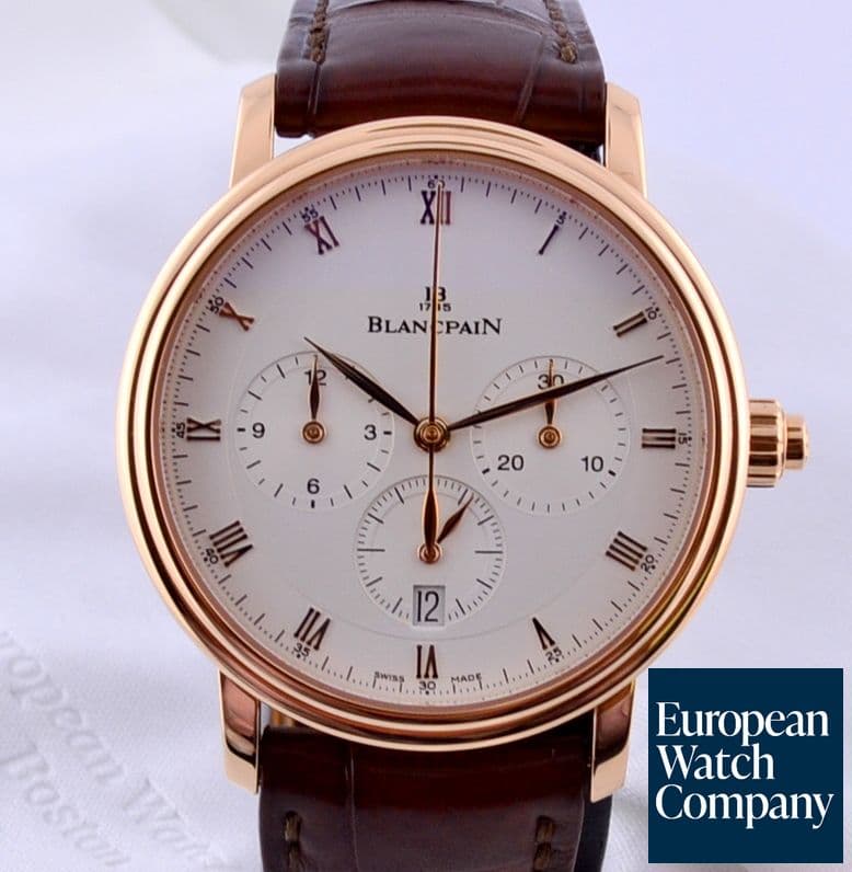 Image of Blancpain Villeret Single Button Chronograph 18K Rose Gold NEW