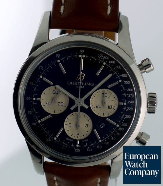 Image of Breitling Transocean Chronograph SS/Strap
Black Dial