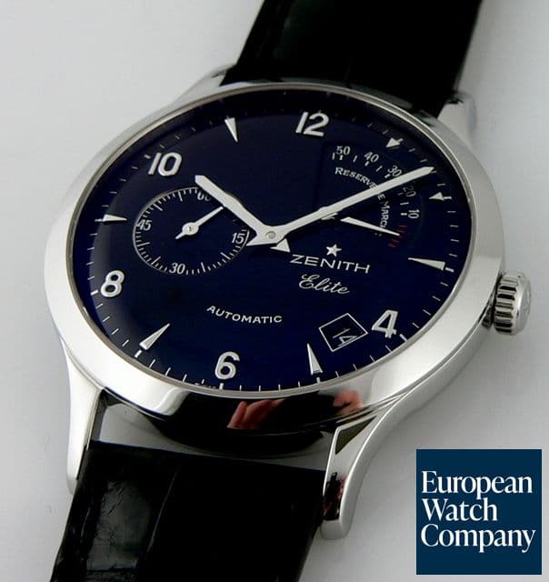 Image of Zenith Class Elite Steel Round
Black Dial
Power Reserve