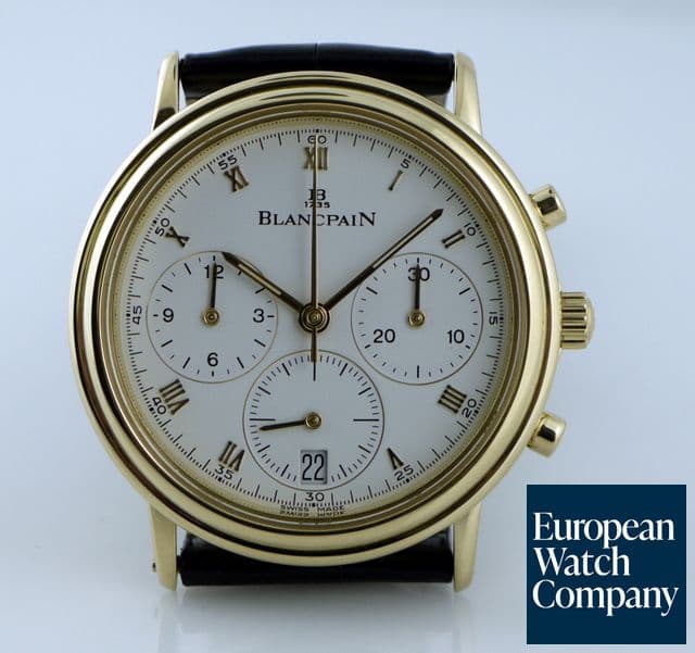 Image of Blancpain Villeret Chronograph 18K Yellow Gold White Dial 34MM

