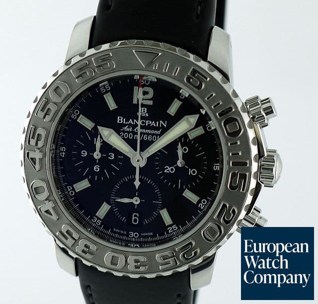 Image of Blancpain Air Command Flyback Chronograph Black Dial SS / Rubber 40MM