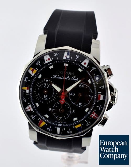 Image of Corum Admiral's Cup Chronograph Black Dial SS Rubber Strap