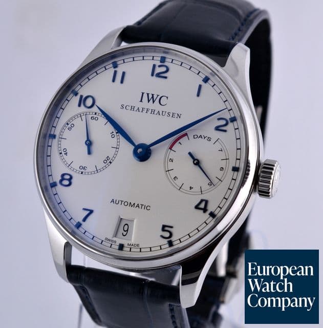 Image of IWC Portugieser 7 Day SS White Dial / Blue Indicators NEW