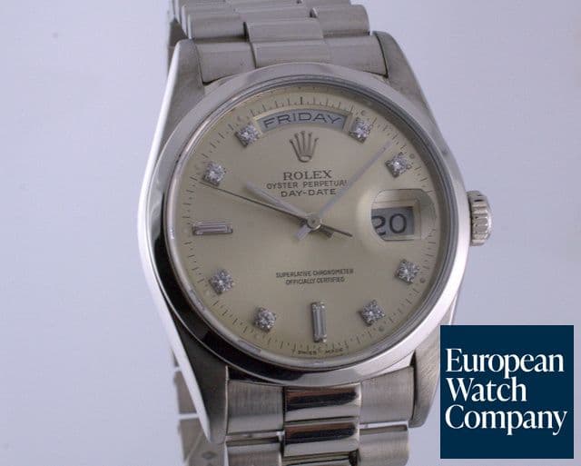 Image of Rolex President Platinum
Silver Dial Diamond Markers E Series (1990)