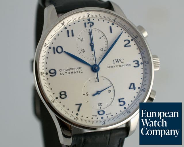 Image of IWC Portugieser Chronograph SS Silver Dial Blue Hands