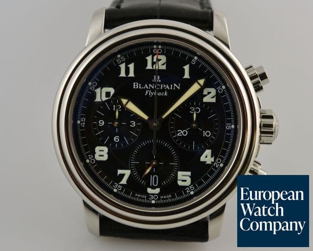 Image of Blancpain Flyback Chronograph Black Dial 38MM SS/Alligator 