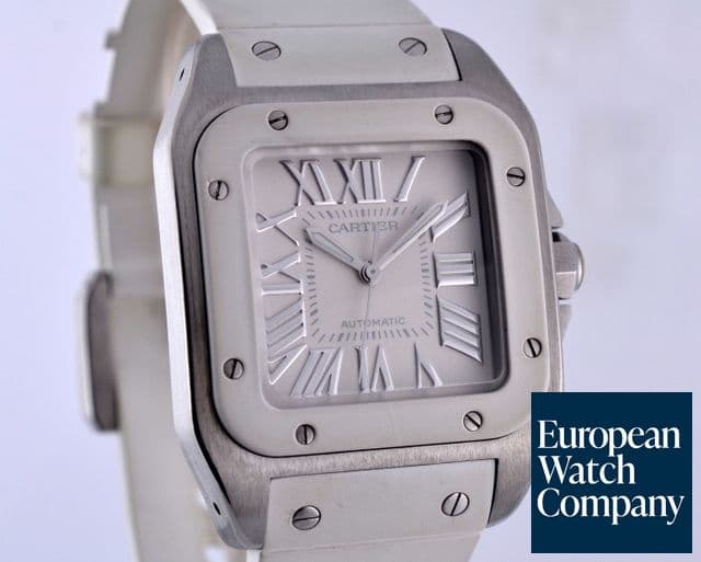 Image of Cartier Santos 100 Midsize White Rubber