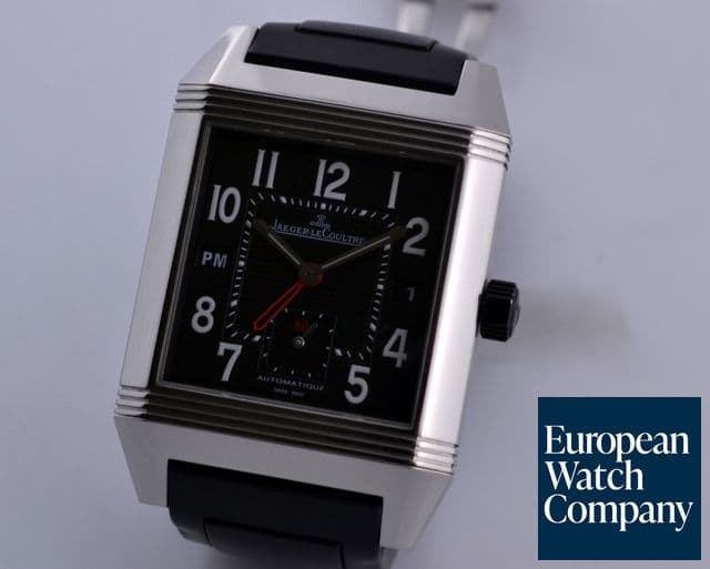 Image of Jaeger LeCoultre Reverso Squadra Hometime SS / Rubber Black Dial