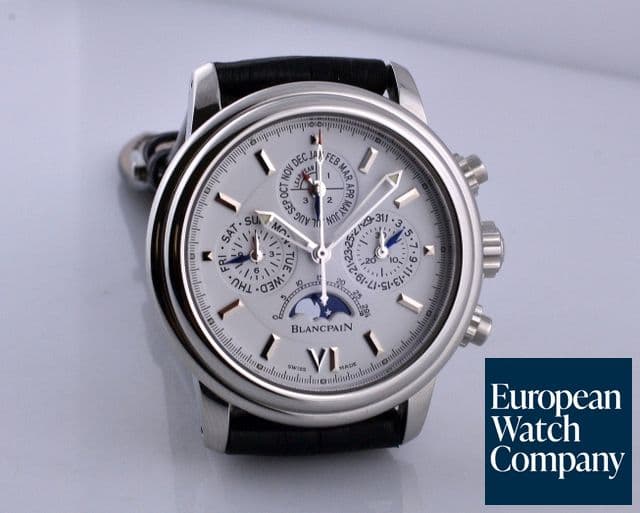 Image of Blancpain Leman Perpetual Calendar Chronograph SS White Dial 38MM
