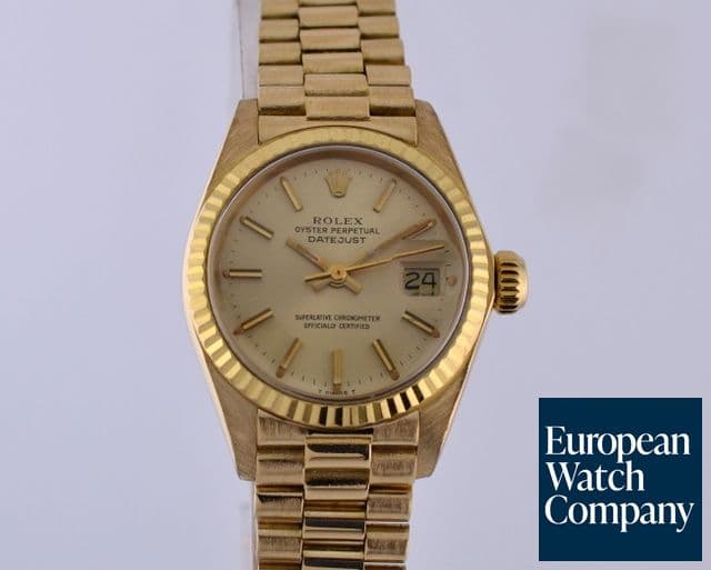 Image of Rolex Ladies Oyster Perpetual Date President 18K YG/YG Champagne Stick 26MM