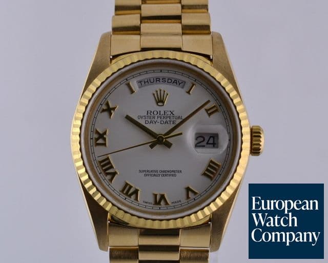 Image of Rolex Day-Date President White Dial Roman YG/YG A Series (1999)