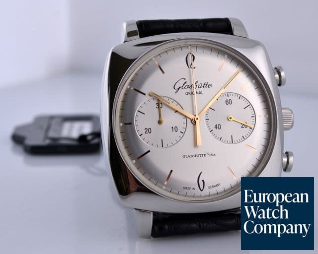 Image of Glashutte Original Senator Sixties Square Chronograph SS Silver Dial