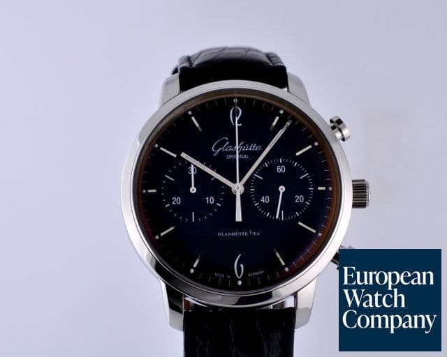Image of Glashutte Original Senator Sixties Chronograph SS Black Dial 42MM