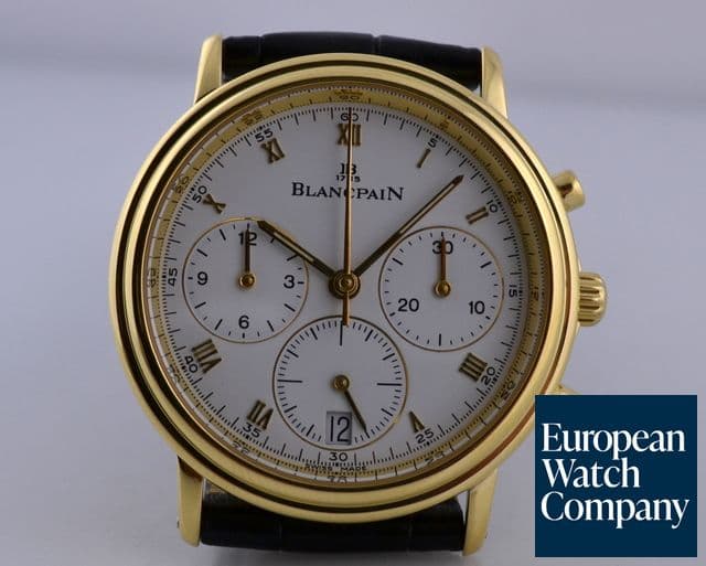 Image of Blancpain Villeret Chronograph 18K Yellow Gold White Roman Dial 34MM

