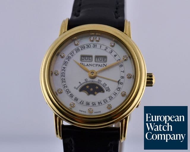 Image of Blancpain Ladies Complete Calendar Moon Diamond MOP 18K
YG/strap