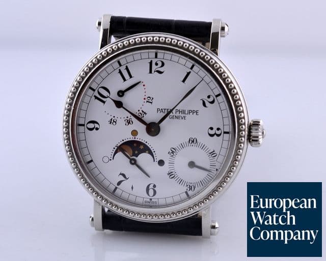 Image of Patek Philippe Moonphase Power Reserve Platinum Hobnail Bezel 36M