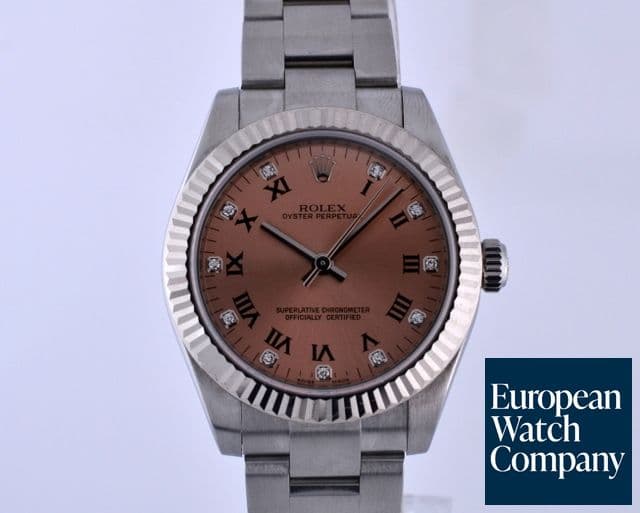 Image of Rolex Oyster Perpetual No-Date SS/SS Pink Dial Diamond Dial Z Series (2006.5)